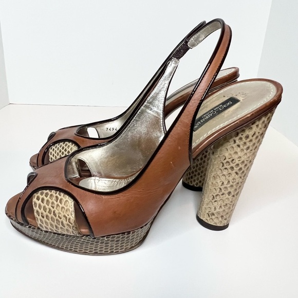Dolce & Gabbana Leather Slingback Pumps, Size 38.5 - Picture 6 of 9